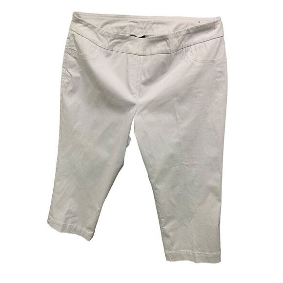 Size 20W Slim-Sation Womens Off White Pull On Pants Crop Capri Stretch Fabric - Picture 5 of 8